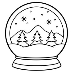 Minimalist Snow Globe Line Illustration
