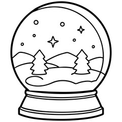 Minimalist Snow Globe Line Illustration