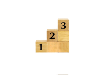 Wooden Blocks Representing Growth in 1-2-3 Steps