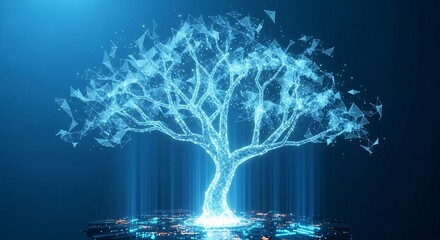 Digital tree of life abstract technology network connection concept for metaverse and future 3d render