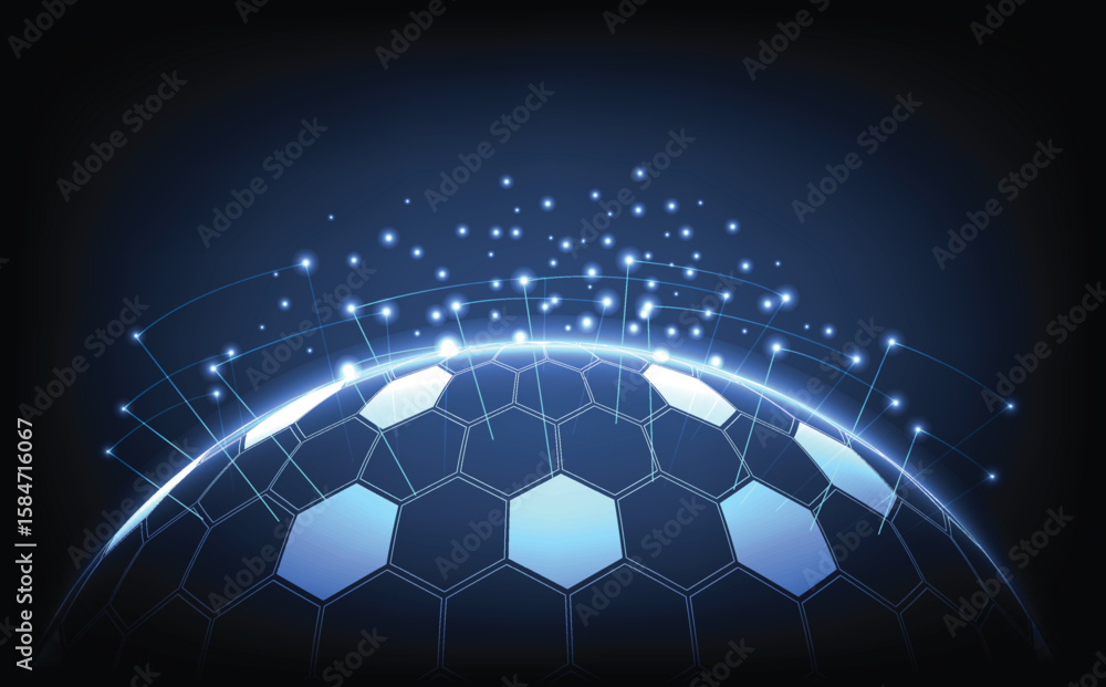Aufkleber futuristic digital hexagon sphere with glowing particle orbit and quantum design, representing ai, n