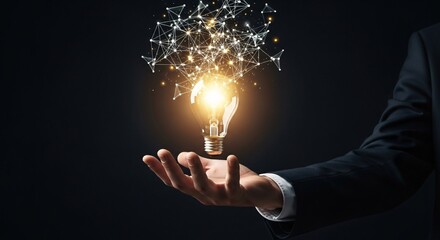 Concept of idea light bulb in hand for business innovation and inspiration creative thinking solution
