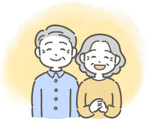笑顔のシニア男性・女性のイラスト
