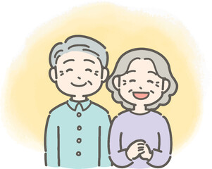 笑顔のシニア男性・女性のイラスト
