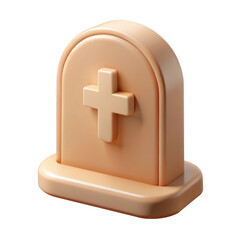 Obraz premium 3d tombstone with cross icon isolated on transparent background