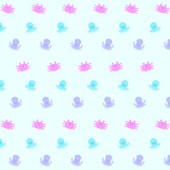 ゆるかわなイカタコカニさんスクエアパターン⭐︎