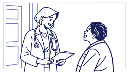 Doctor Consulting Patient in Clinic. Healthcare professional providing medical advice during a routine check-up.