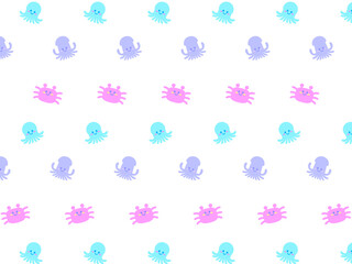 4:3 ゆるかわなイカタコカニさんパターン⭐︎PNG