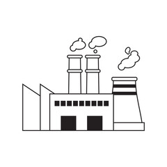 Power plant and industrial building outline style vector illustration. describing Fossil Energy make air pollution