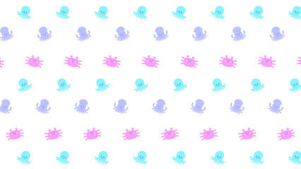 ゆるかわなイカタコカニさんパターン⭐︎PNG