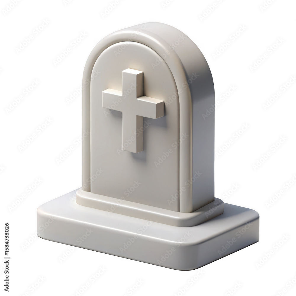 Poster 3d gravestone with cross isolated on transparent background