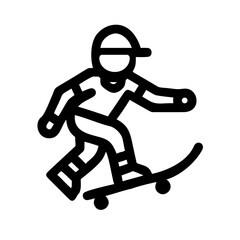 Skateboarder Icon – Action Sport Silhouette and Outline Vector Illustration