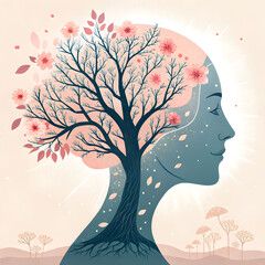 A surreal head silhouette in soft pastel tones with flowing abstract shapes inside, creating a dreamy and artistic feel.