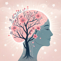 A surreal head silhouette in soft pastel tones with flowing abstract shapes inside, creating a dreamy and artistic feel.