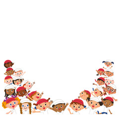 運動会で楽しんでいる子供達の集合