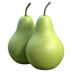 Two Green Pears, Realistic 3D Render