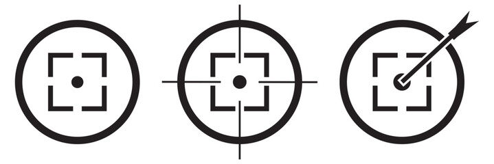 Target or aim symbol. icons. Shooting target with bullet holes.