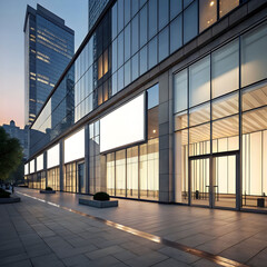 Modern building facade with a large blank advertisement space, clean and minimal, ready for branding or promotional display.