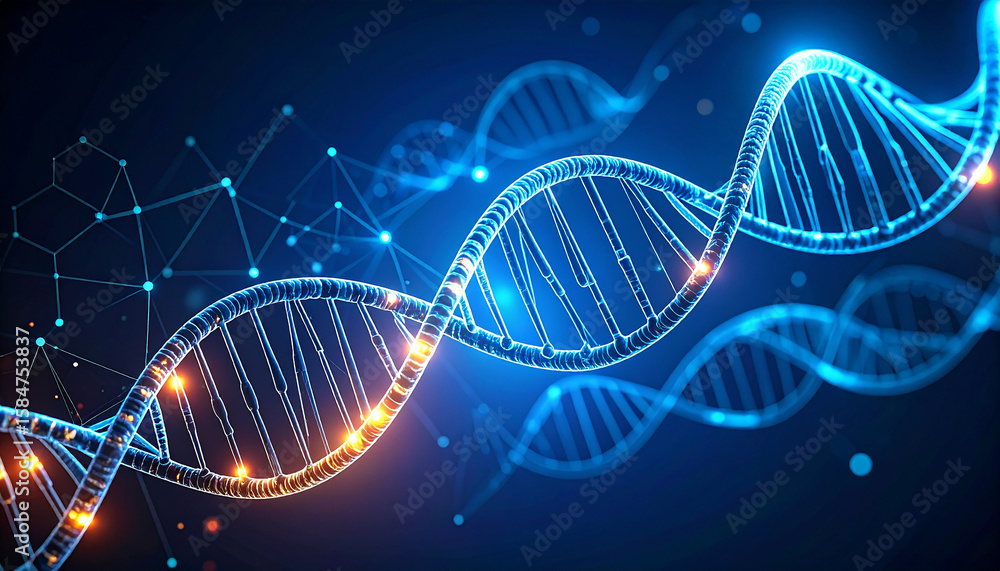 Poster genetic code unveiled: a mesmerizing display of the dna double helix illuminates a world of scientif