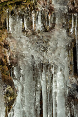 Icicles draped on a cliff at Bolton Notch in Connecticut.