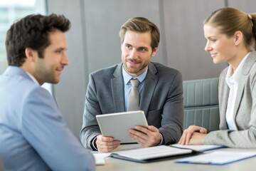 Fototapeta premium Business meeting with tablet in office