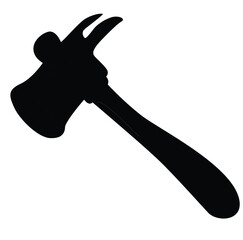 Cute cartoon hand drawn vector hammer silhouette.