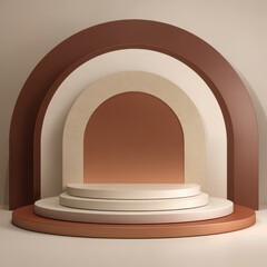 Ultra quality image of minimal abstract background.podium concept for product presentation on brown color background.3d rendering illustration.