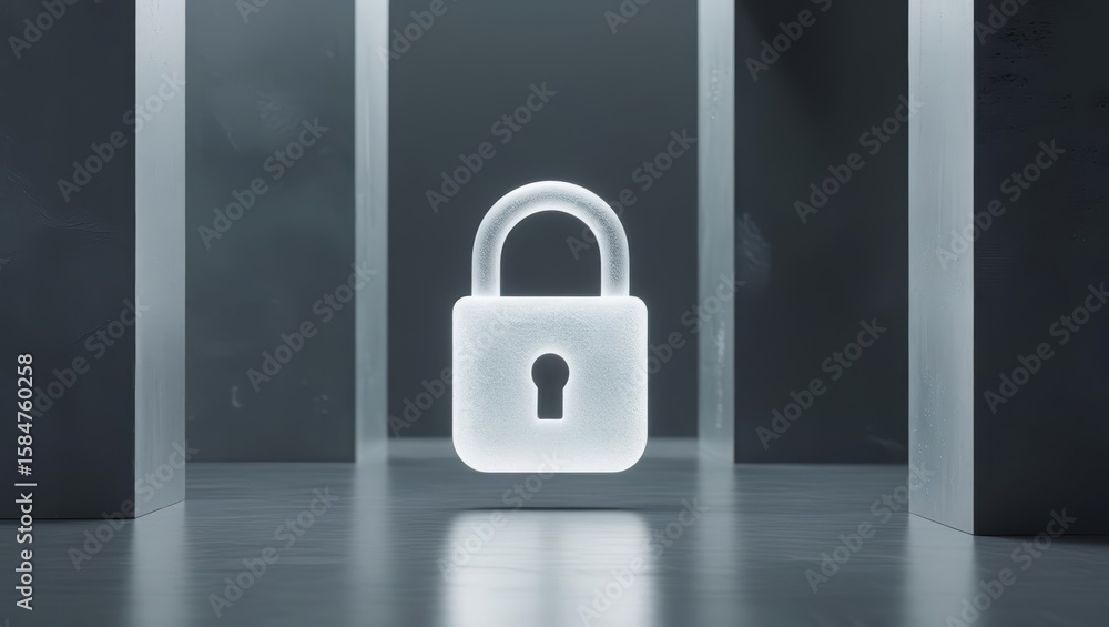 Poster modern digital lock with illuminated keyhole and secure locking mechanism in a contemporary environm