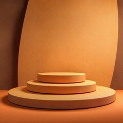Ultra quality image of minimal background.podium and brown background for product presentation. 3d rendering illustration.