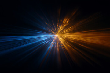 Obraz premium Blue and orange light streaks abstract glowing