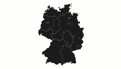 Simple black silhouette map of Germany's federal states.