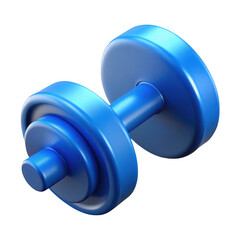 3d blue dumbbell isolated on transparent background