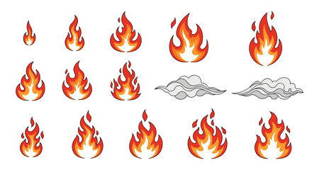 Collection of Pixel Art Flames and Smoke Effects for Game Development and Digital Projects