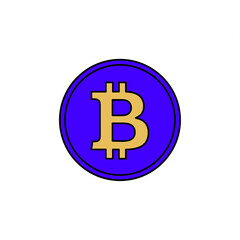 Obraz premium Minimalist Outline Bitcoin Icon – Clean Black Line Art.