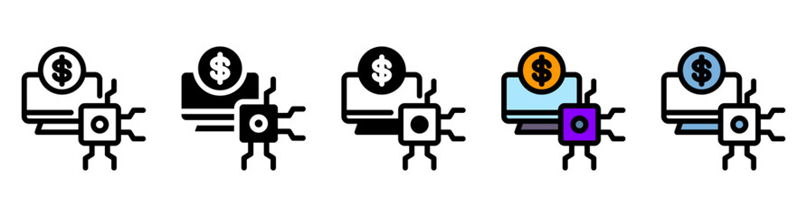AI Business Icon Set with Multiple Styles Vector Illustration