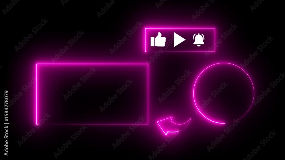 Poster neon end screen. subscribe button and outro end screen outro card for gaming and video channel subsc