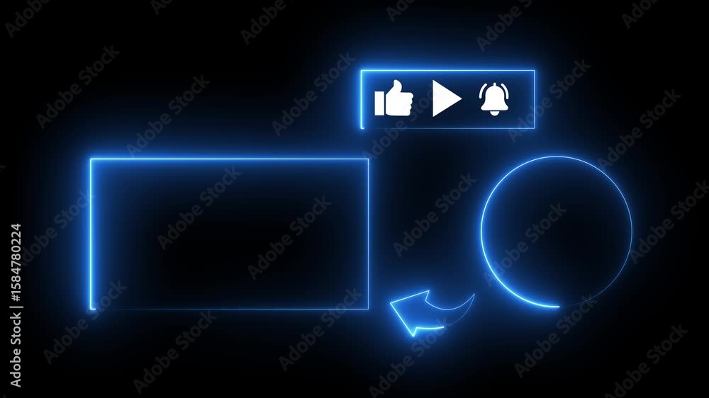 Poster neon end screen. subscribe button and outro end screen outro card for gaming and video channel subsc
