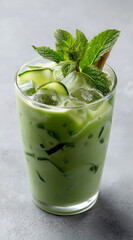 Green beverage with mint and cucumber green drink iced beverage