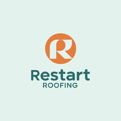 Obraz premium Abstract Letter R Monogram Logo Design Vector: Minimalist R Icon in Circle for Roofing Company, Home Repair, Construction, or Corporate Business Branding Identity