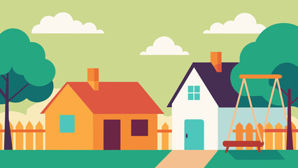 Suburban Backyards with Swings and Trees