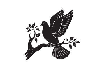 Dove silhouette vector.dove icon.Beautiful bird silhouette vector