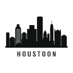 Fototapeta premium Houston skyline silhouette a modern cityscape illustration in black and white representing the vibrant urban heart of Texas