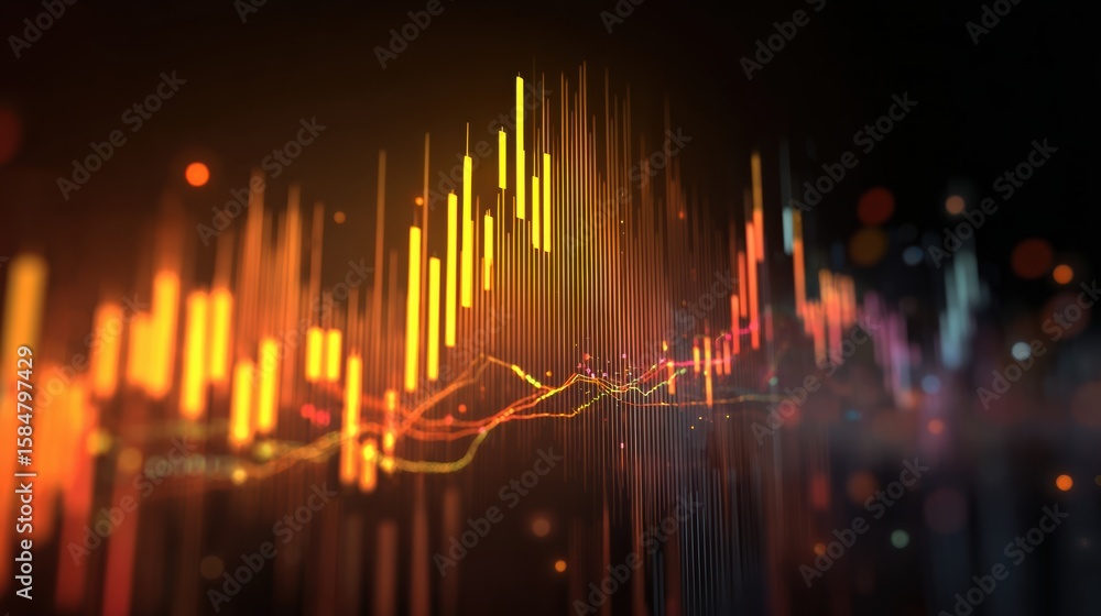 Aufkleber abstract digital financial data visualization with colorful graphs and lines illustrating market tre
