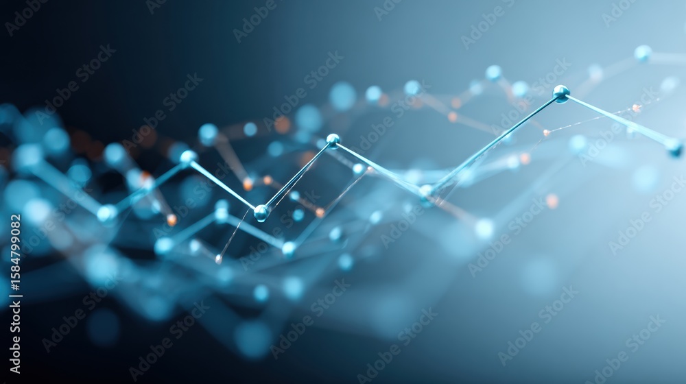 Poster abstract technology background with connected dots and lines resembling digital network and data vis