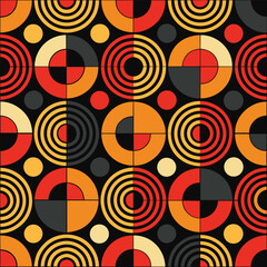 Seamless red Bauhaus circle pattern background wallpaper