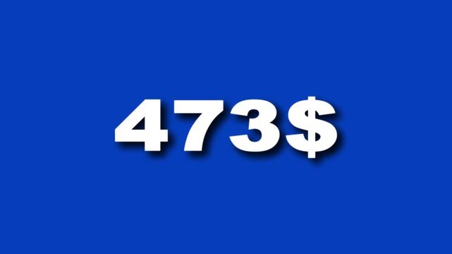 Animated Money Number Counter from 0 to 899 Dollars ,Number, count, dollar counting, business, profit, counter Dollars and digits increasing, glowing dollar counting animation