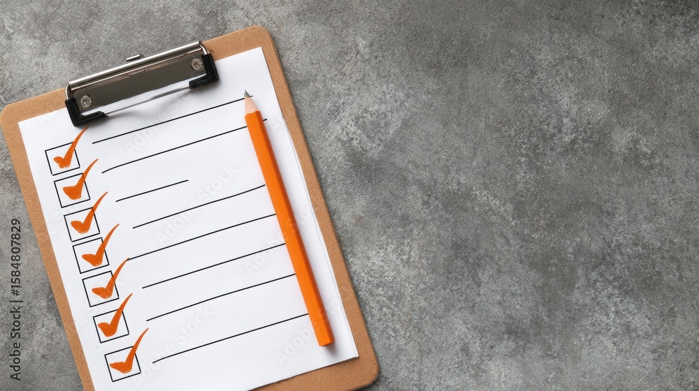 Poster safety checklist featuring clean icon grid and ample copy space for notes in an organized layout on 