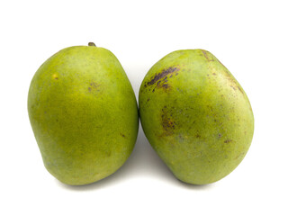 A mango, or Indramayu mango, or Cengkir mango, isolated on a white background. This mango is native...