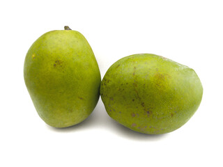 A mango, or Indramayu mango, or Cengkir mango, isolated on a white background. This mango is native to Indonesia and originates from Indramayu, West Java.