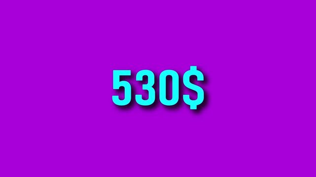 Abstract text counting up from 0 dollars to $1000 Animated on violet background. .Bright neon signs displaying 1000 percent sale animation.